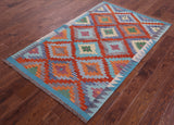 Reversible Kilim Flat Weave Wool On Wool Rug - 3' 10" X 6' 3" - Golden Nile