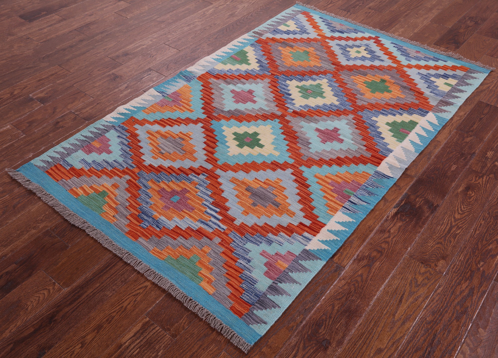 Reversible Kilim Flat Weave Wool On Wool Rug - 3' 10" X 6' 3" - Golden Nile