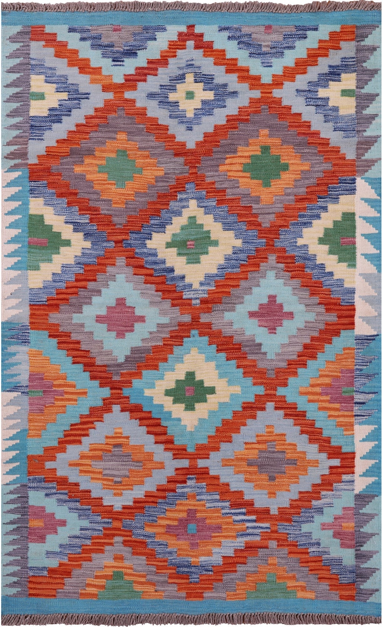 Reversible Kilim Flat Weave Wool On Wool Rug - 3' 10" X 6' 3" - Golden Nile