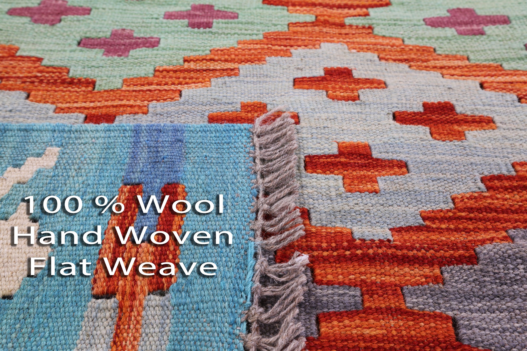 Reversible Kilim Flat Weave Wool On Wool Rug - 4' 0" X 5' 10" - Golden Nile