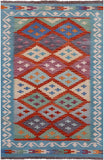 Reversible Kilim Flat Weave Wool On Wool Rug - 4' 0" X 5' 10" - Golden Nile