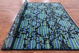 Black William Morris Rose Garden Hand Knotted Wool Area Rug - 9' 1" X 12' 3" - Golden Nile