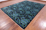 Black William Morris Rose Garden Hand Knotted Wool Area Rug - 9' 1" X 12' 3" - Golden Nile