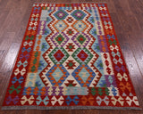 Reversible Kilim Flat Weave Wool On Wool Rug - 4' 2" X 6' 3" - Golden Nile