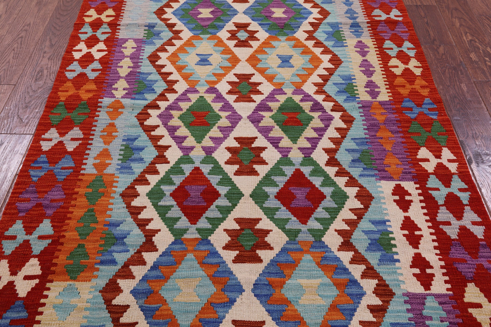 Reversible Kilim Flat Weave Wool On Wool Rug - 4' 2" X 6' 3" - Golden Nile