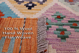 Reversible Kilim Flat Weave Wool On Wool Rug - 4' 0" X 5' 10" - Golden Nile