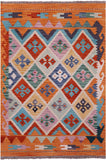 Reversible Kilim Flat Weave Wool On Wool Rug - 4' 0" X 5' 10" - Golden Nile