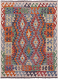 Reversible Kilim Flat Weave Wool On Wool Rug - 4' 2" X 5' 7" - Golden Nile