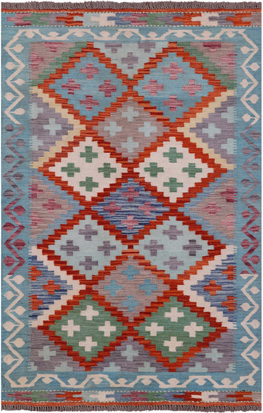 Reversible Kilim Flat Weave Wool On Wool Rug - 3' 11" X 5' 11" - Golden Nile