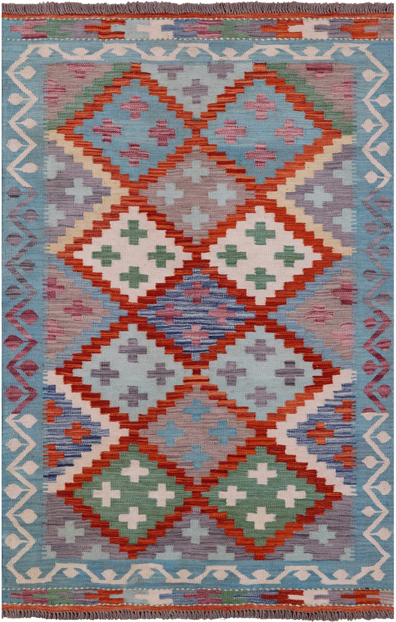 Reversible Kilim Flat Weave Wool On Wool Rug - 3' 11" X 5' 11" - Golden Nile