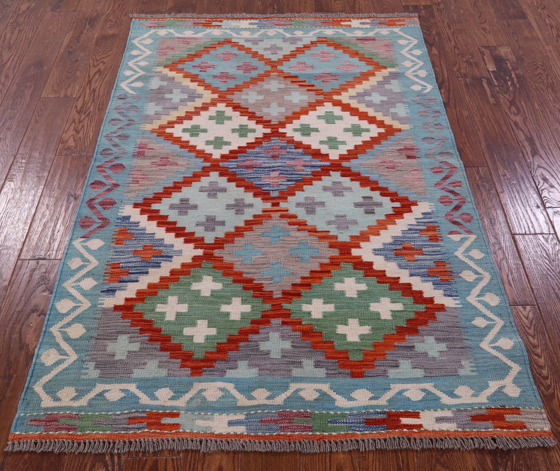 Reversible Kilim Flat Weave Wool On Wool Rug - 3' 11" X 5' 11" - Golden Nile