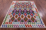 Reversible Kilim Flat Weave Wool On Wool Rug - 5' 11" X 7' 8" - Golden Nile