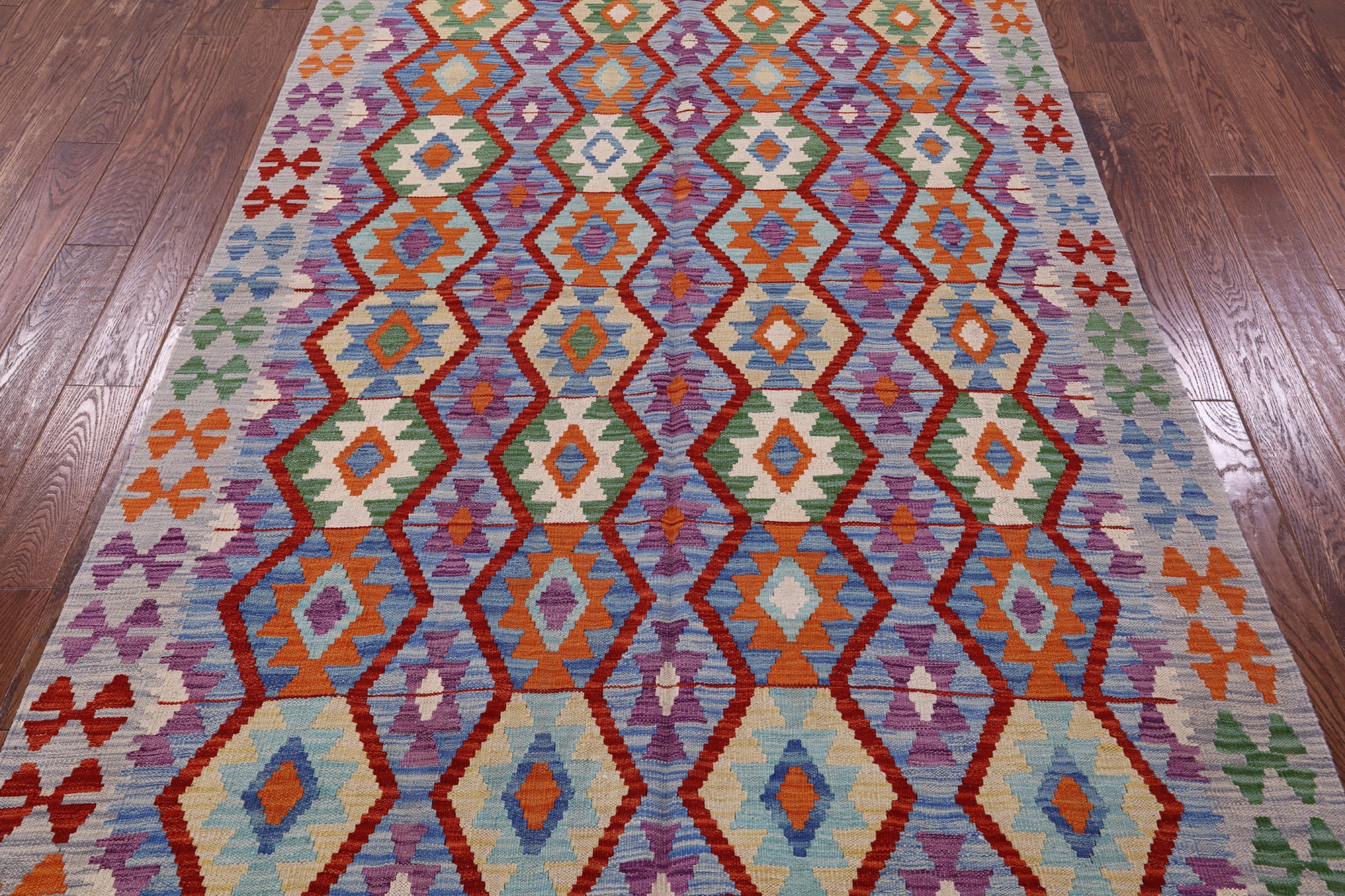 Reversible Kilim Flat Weave Wool On Wool Rug - 5' 6" X 7' 10" - Golden Nile
