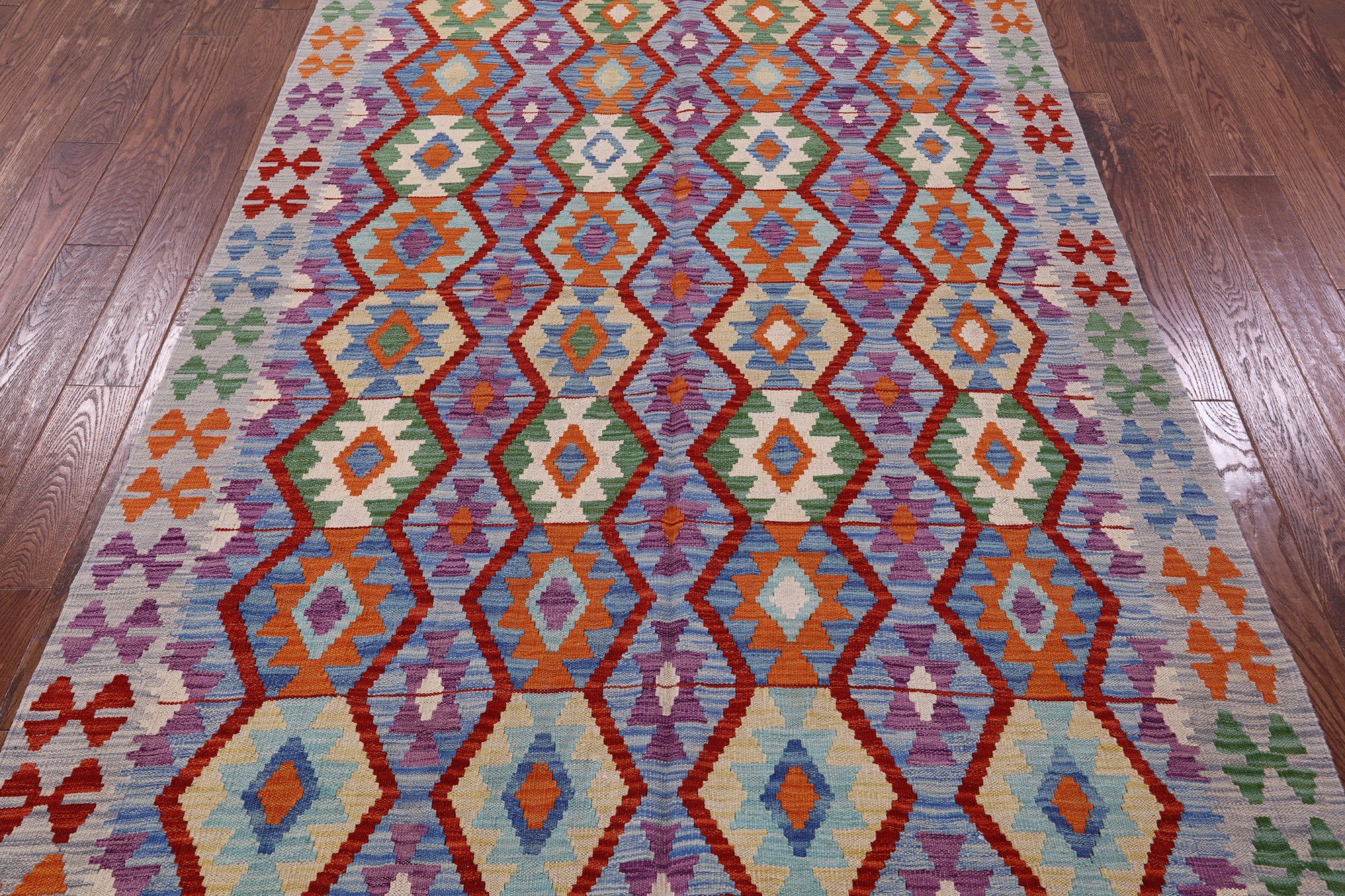 Reversible Kilim Flat Weave Wool On Wool Rug - 5' 6" X 7' 10" - Golden Nile