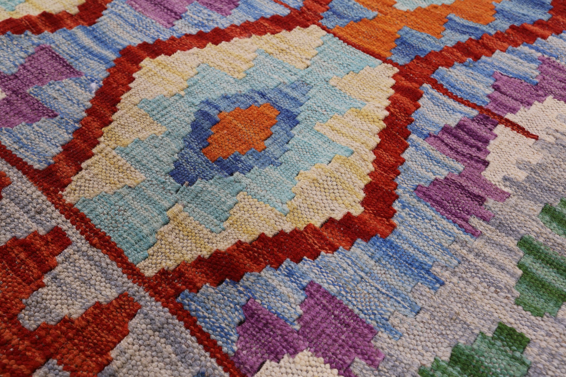 Reversible Kilim Flat Weave Wool On Wool Rug - 5' 6" X 7' 10" - Golden Nile