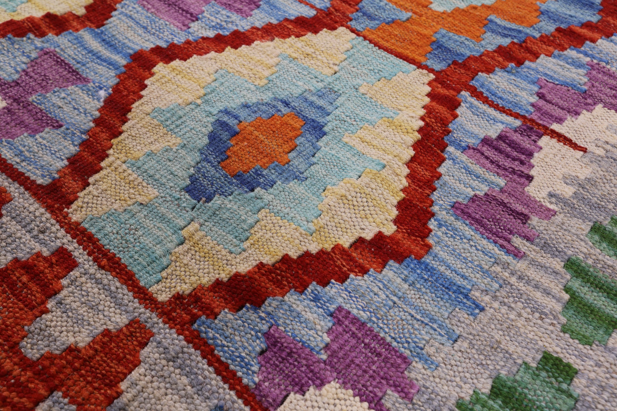 Reversible Kilim Flat Weave Wool On Wool Rug - 5' 6" X 7' 10" - Golden Nile