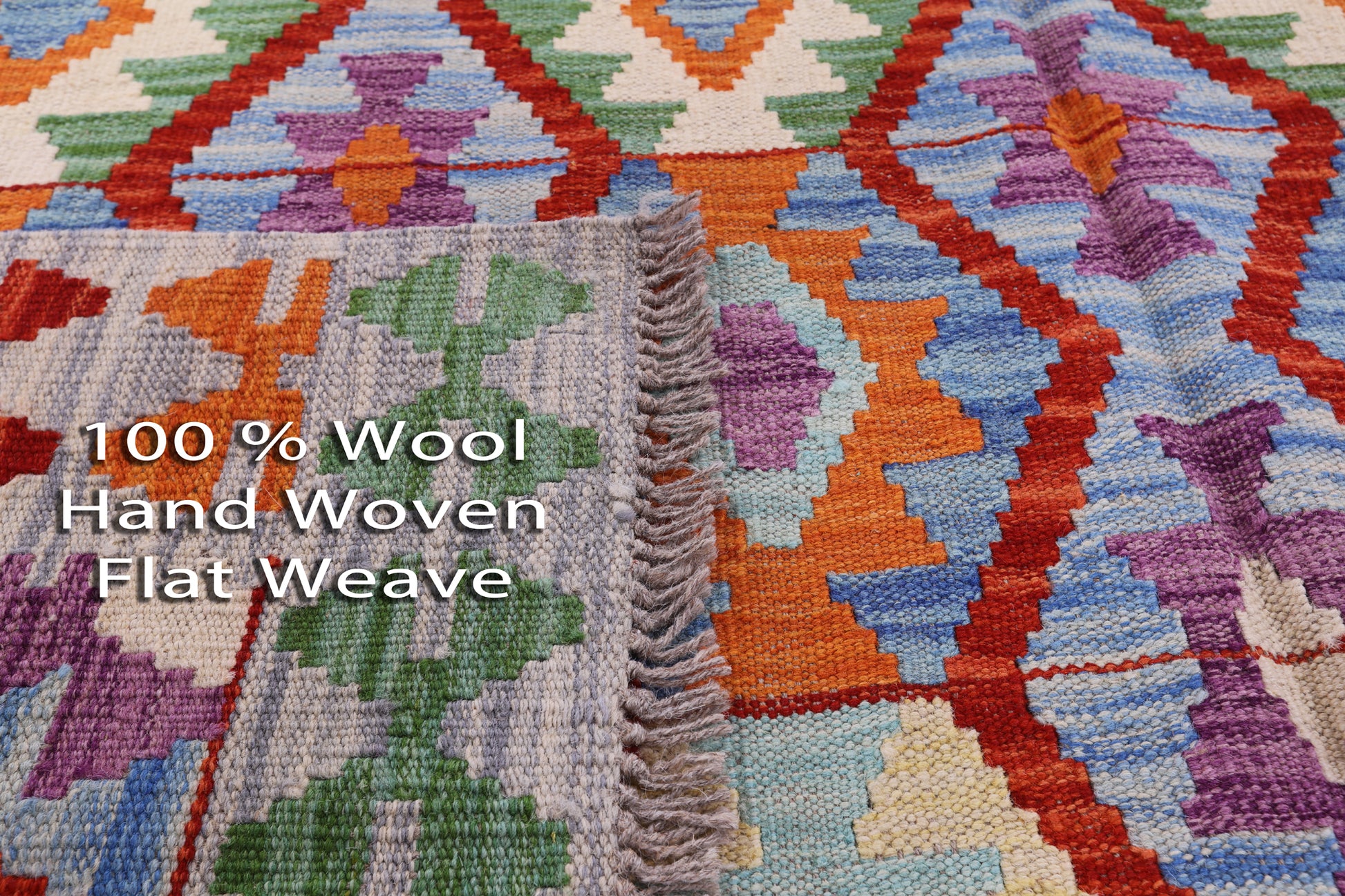 Reversible Kilim Flat Weave Wool On Wool Rug - 5' 6" X 7' 10" - Golden Nile