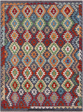 Reversible Kilim Flat Weave Wool On Wool Rug - 5' 11" X 7' 8" - Golden Nile