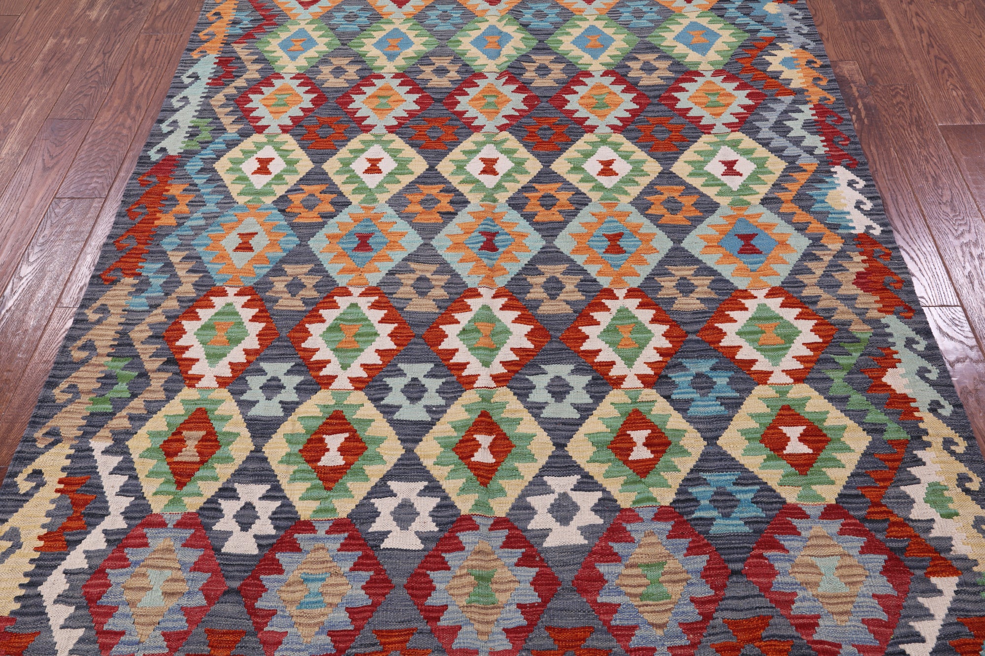 Reversible Kilim Flat Weave Wool On Wool Rug - 5' 11" X 7' 8" - Golden Nile