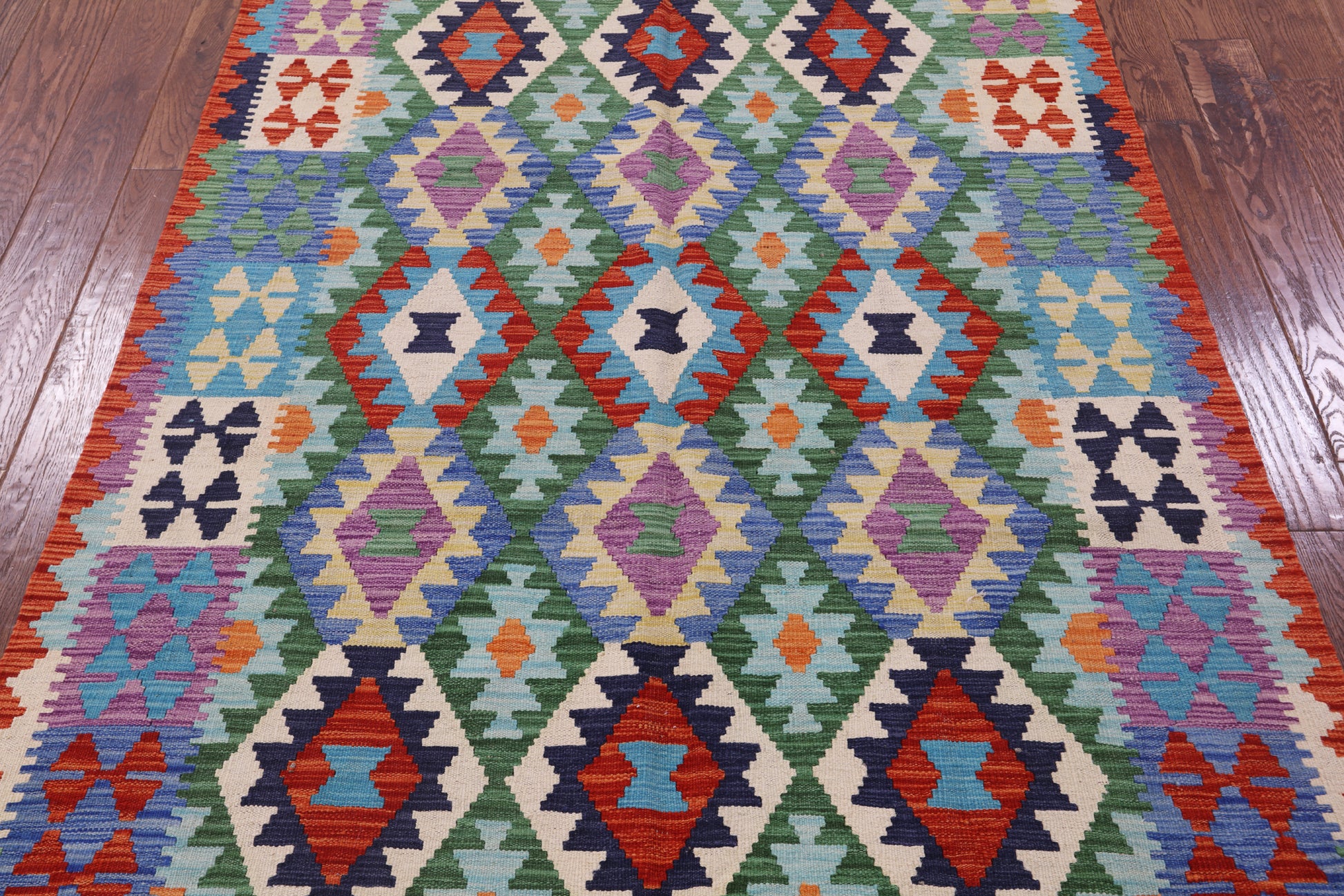 Reversible Kilim Flat Weave Wool On Wool Rug - 4' 10" X 6' 8" - Golden Nile