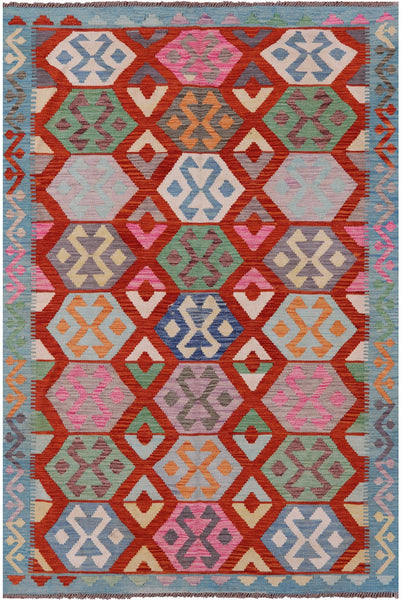Reversible Kilim Flat Weave Wool On Wool Rug - 5' 7" X 8' 1" - Golden Nile