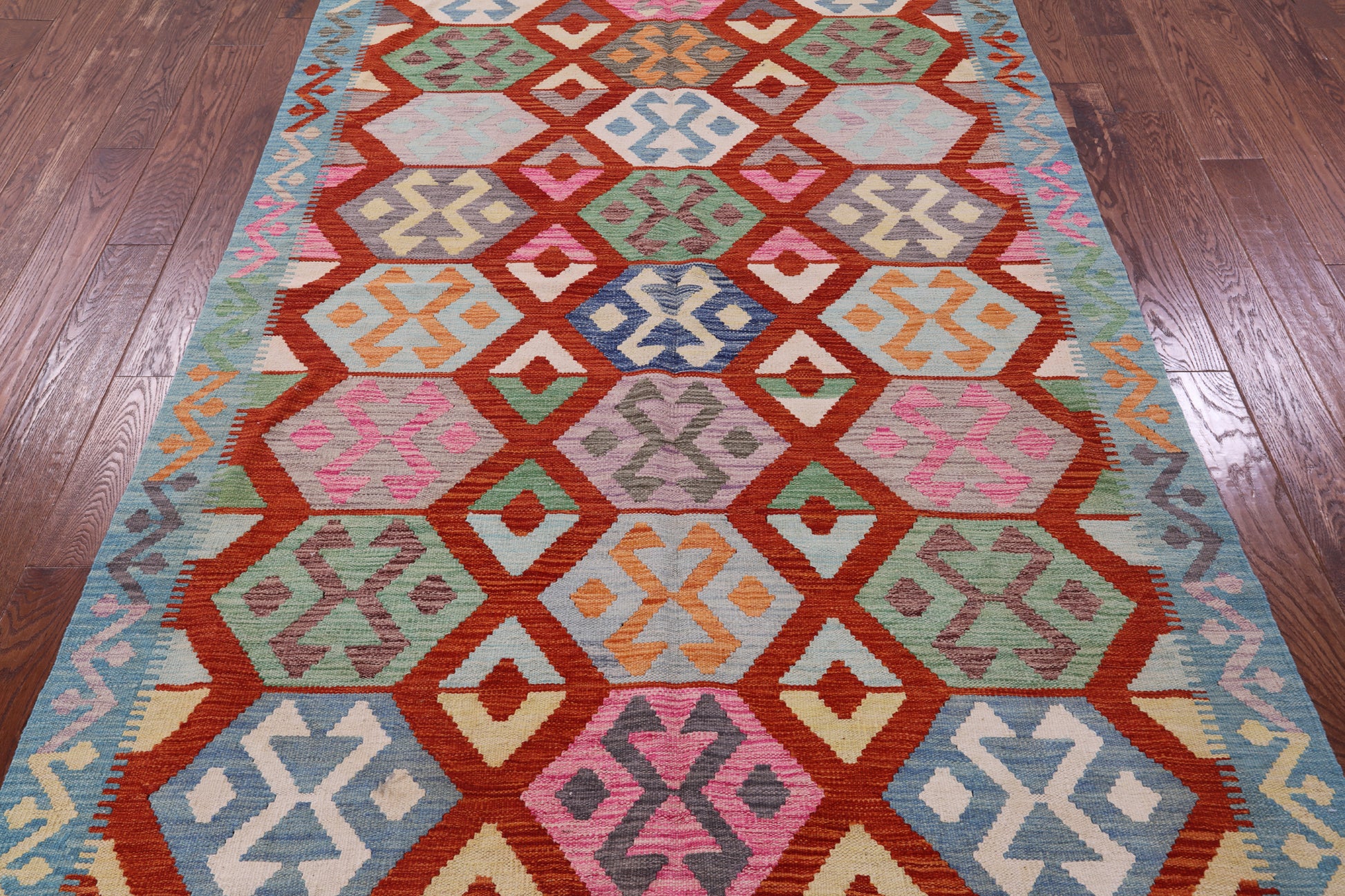 Reversible Kilim Flat Weave Wool On Wool Rug - 5' 7" X 8' 1" - Golden Nile