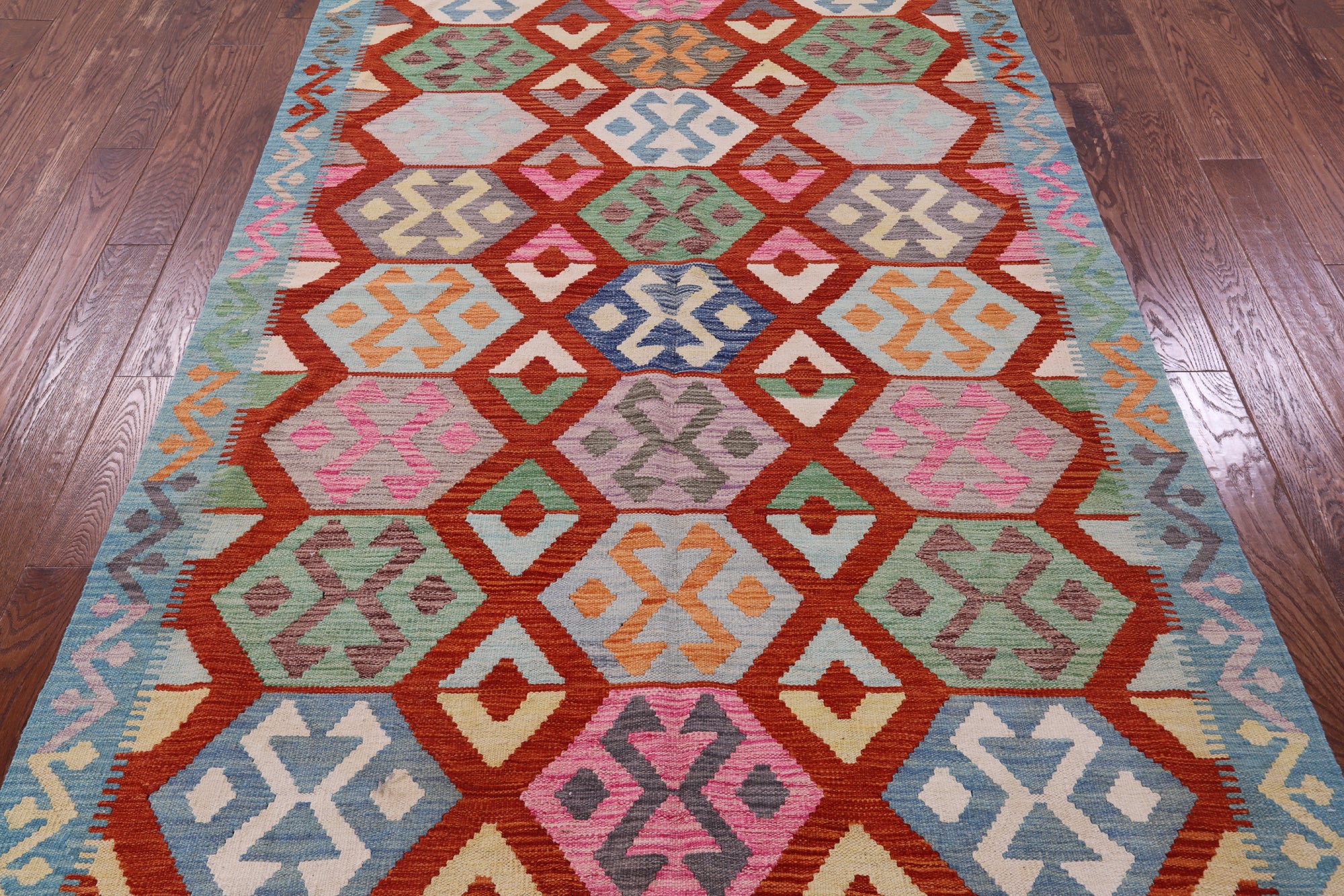 Reversible Kilim Flat Weave Wool On Wool Rug - 5' 7" X 8' 1" - Golden Nile