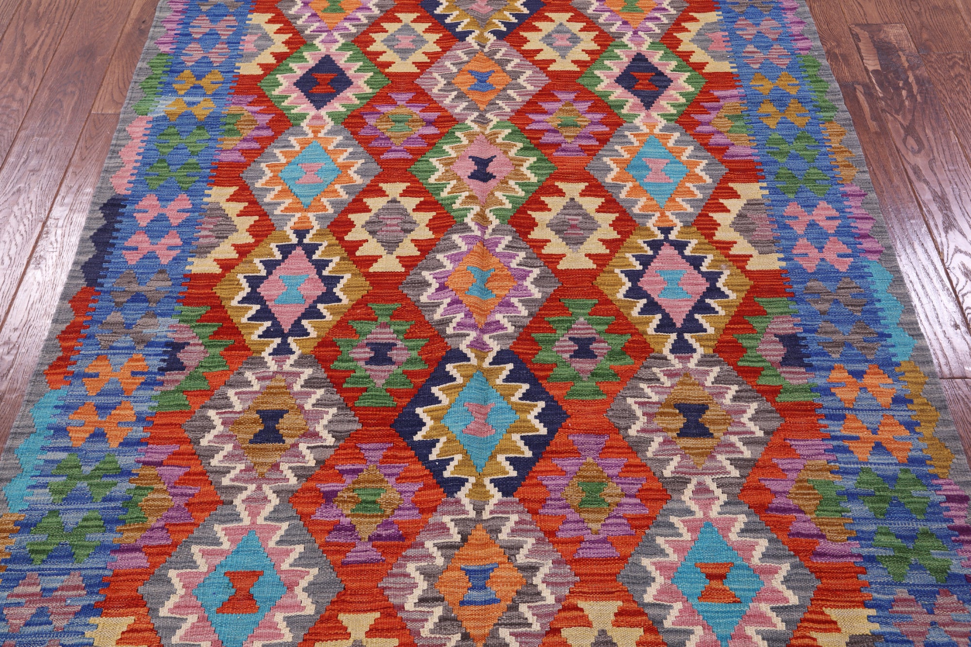 Reversible Kilim Flat Weave Wool On Wool Rug - 4' 11" X 6' 8" - Golden Nile