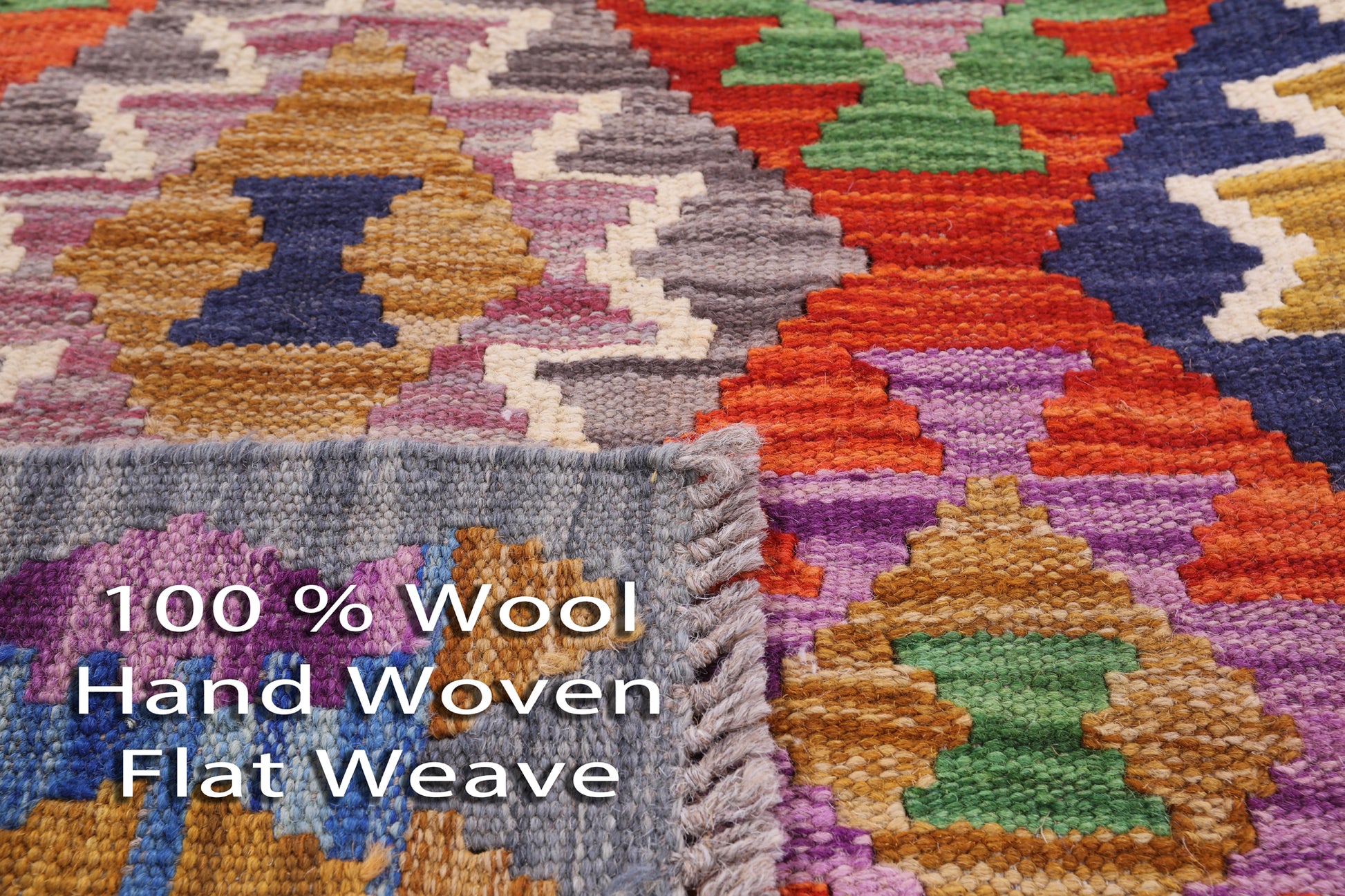 Reversible Kilim Flat Weave Wool On Wool Rug - 4' 11" X 6' 8" - Golden Nile