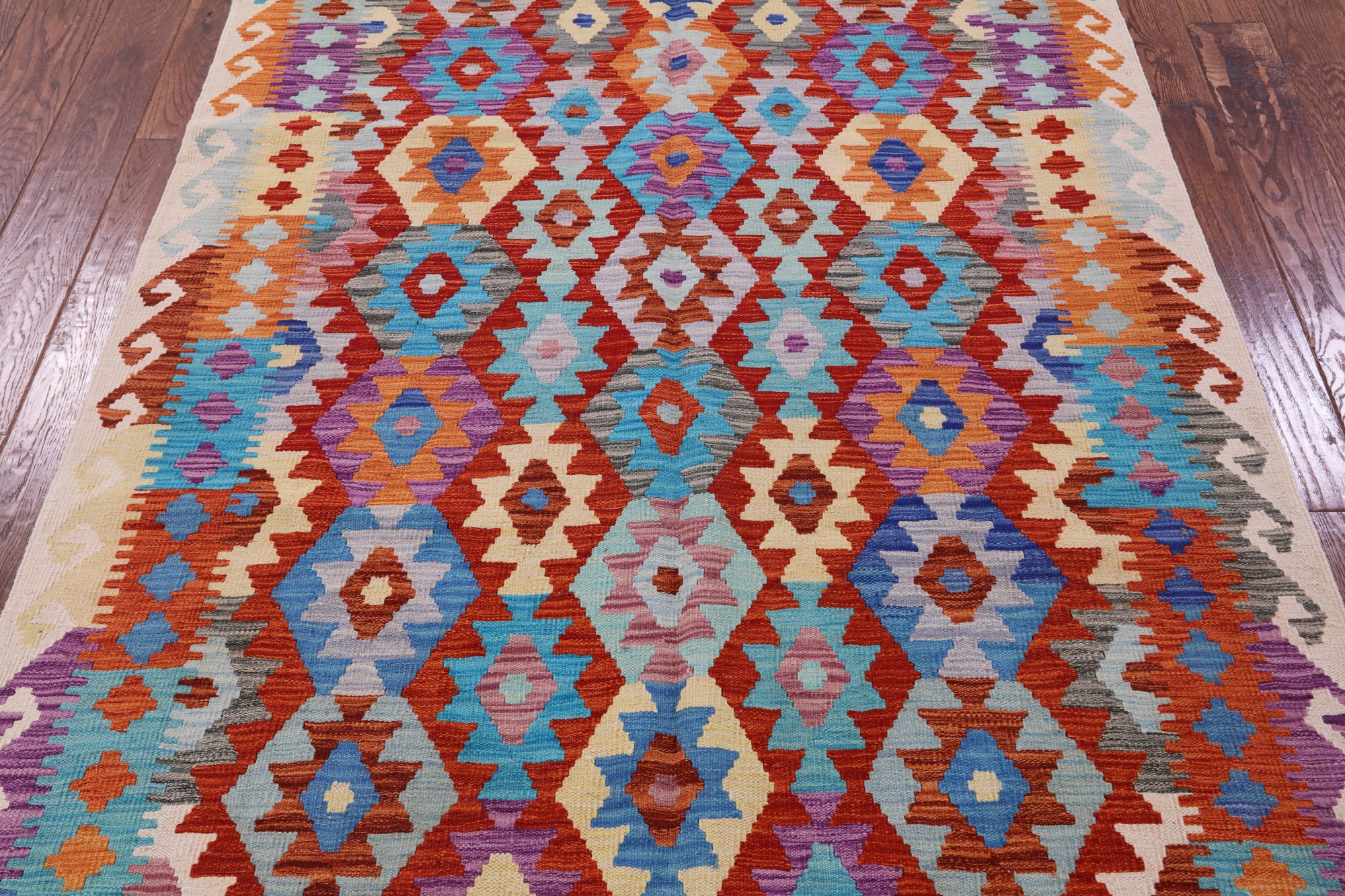 Reversible Kilim Flat Weave Wool On Wool Rug - 4' 11" X 6' 7" - Golden Nile