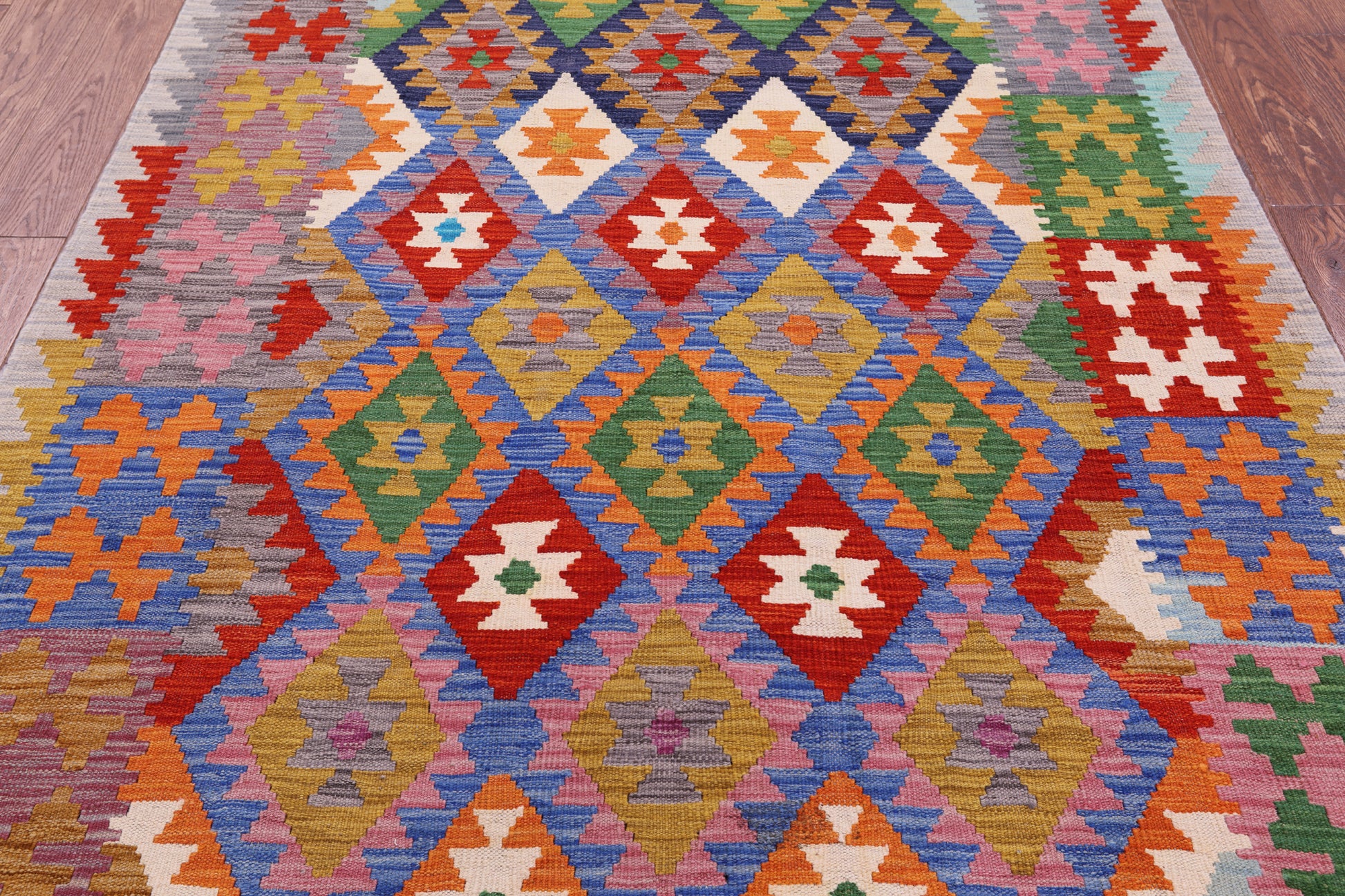 Reversible Kilim Flat Weave Wool On Wool Rug - 4' 11" X 6' 5" - Golden Nile