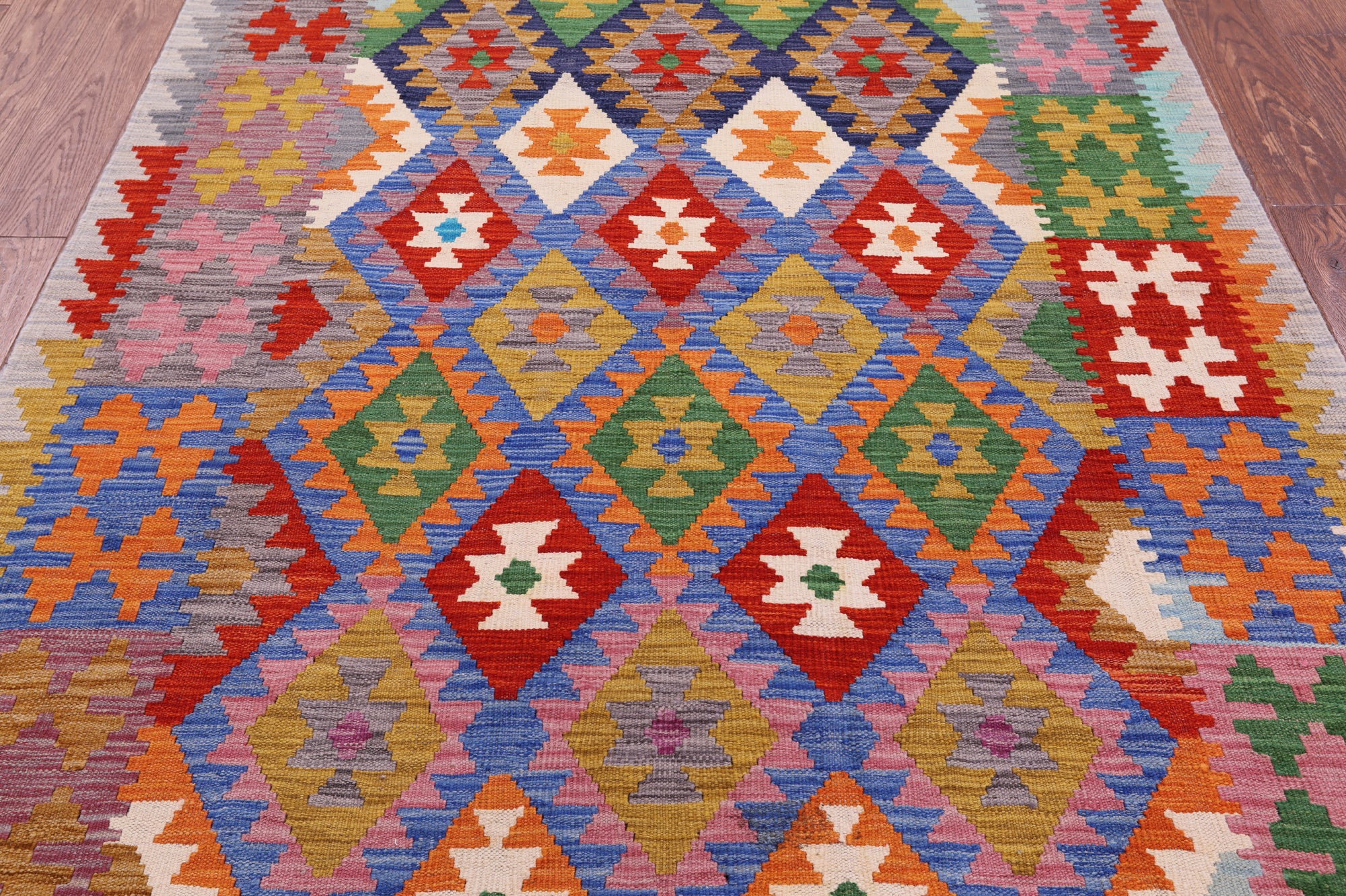 Reversible Kilim Flat Weave Wool On Wool Rug - 4' 11" X 6' 5" - Golden Nile