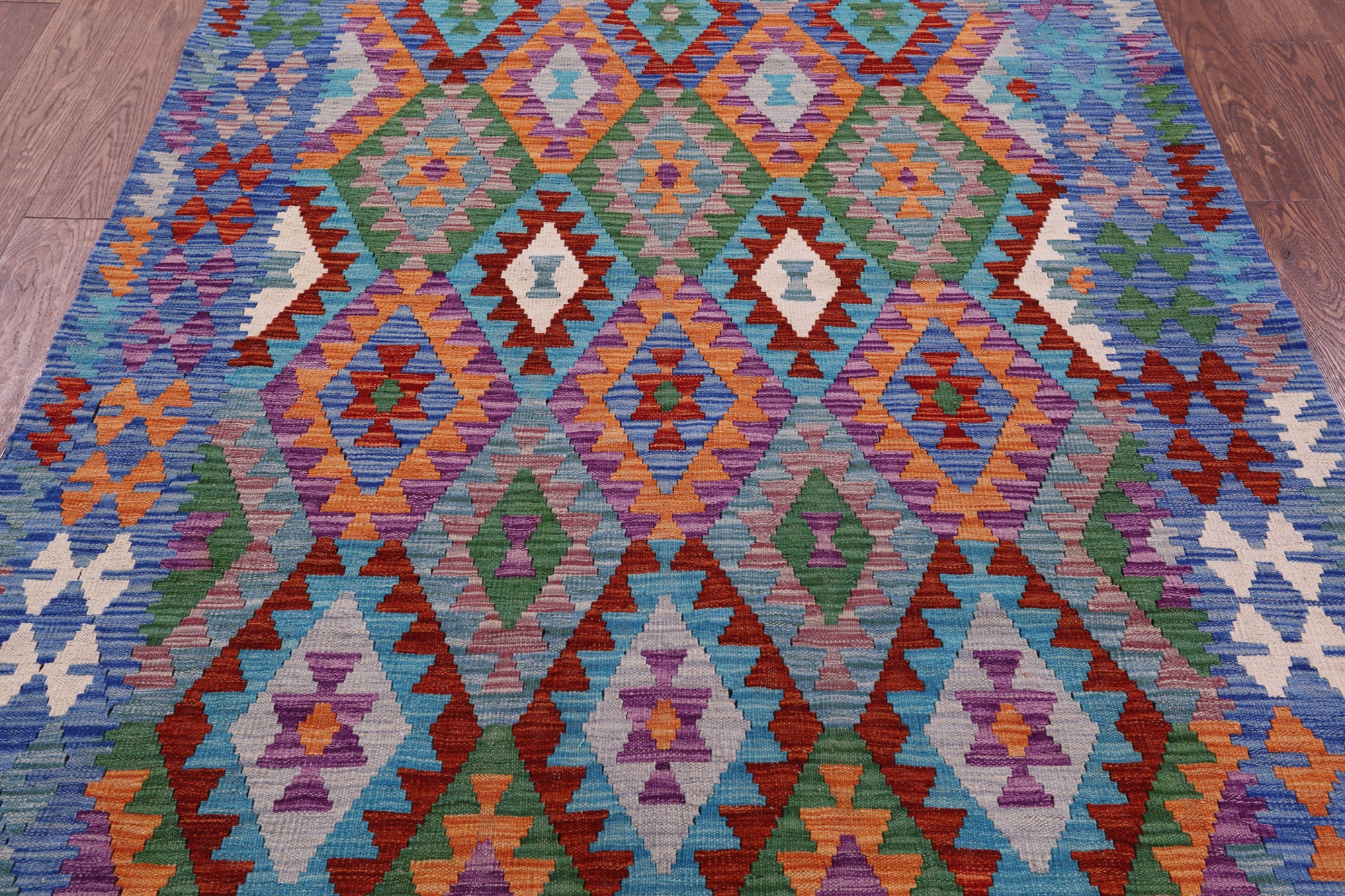 Reversible Kilim Flat Weave Wool On Wool Rug - 5' 1" X 6' 10" - Golden Nile
