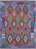 Reversible Kilim Flat Weave Wool On Wool Rug - 5' 1" X 6' 10" - Golden Nile