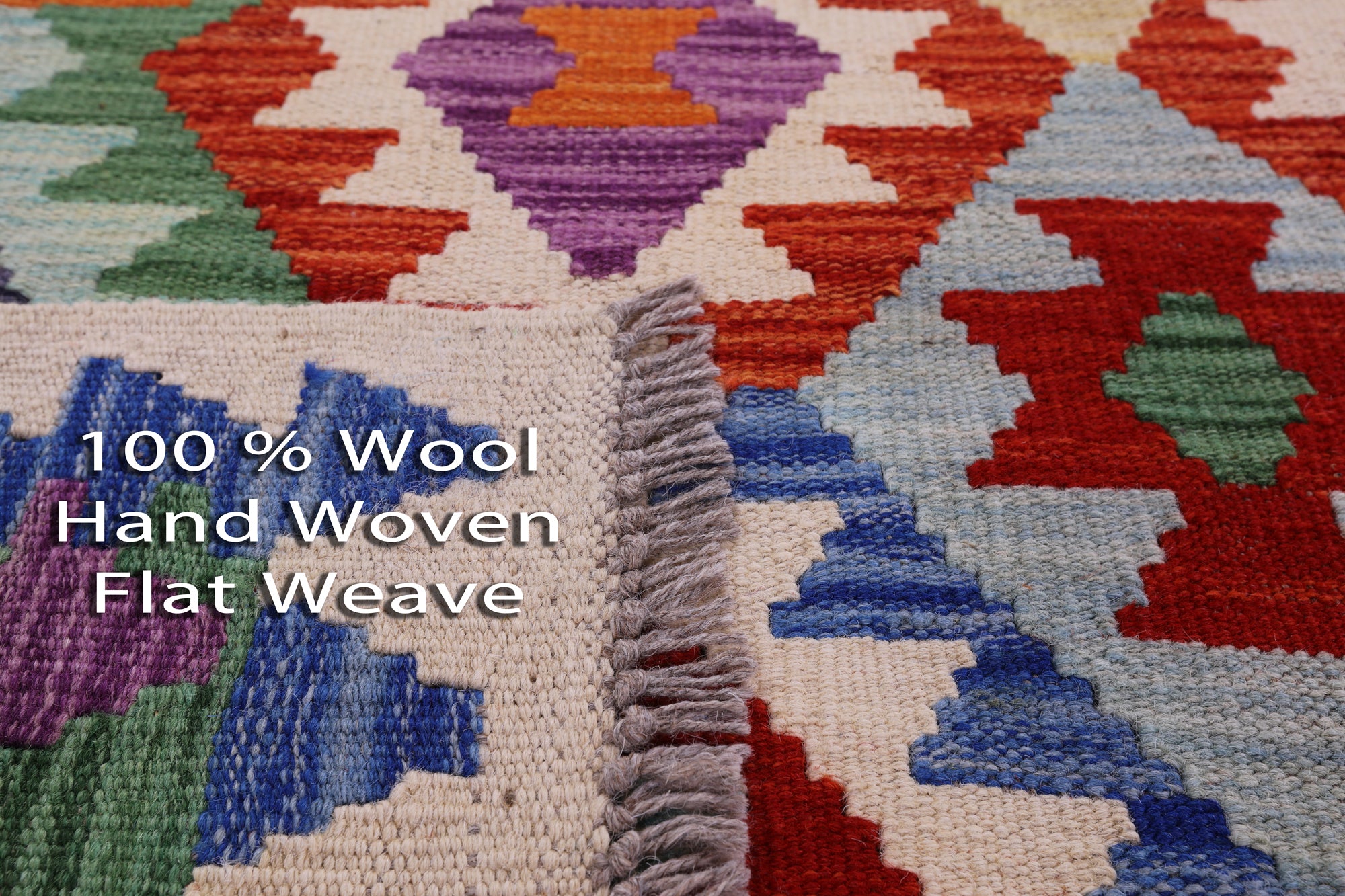 Reversible Kilim Flat Weave Wool On Wool Rug - 5' 0" X 6' 5" - Golden Nile