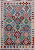 Reversible Kilim Flat Weave Wool On Wool Rug - 4' 9" X 6' 6" - Golden Nile