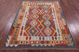 Reversible Kilim Flat Weave Wool On Wool Rug - 4' 10" X 6' 6" - Golden Nile