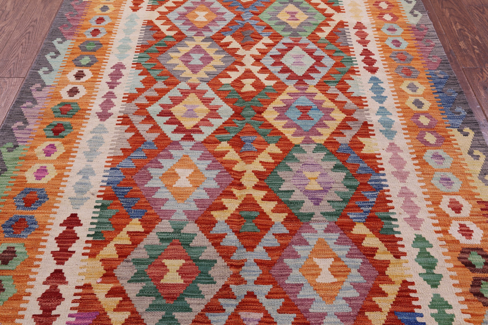 Reversible Kilim Flat Weave Wool On Wool Rug - 4' 10" X 6' 6" - Golden Nile