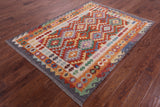 Reversible Kilim Flat Weave Wool On Wool Rug - 4' 10" X 6' 6" - Golden Nile