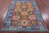 Reversible Kilim Flat Weave Wool On Wool Rug - 5' 0" X 6' 6" - Golden Nile