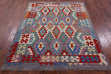 Reversible Kilim Flat Weave Wool On Wool Rug - 5' 1" X 6' 2" - Golden Nile