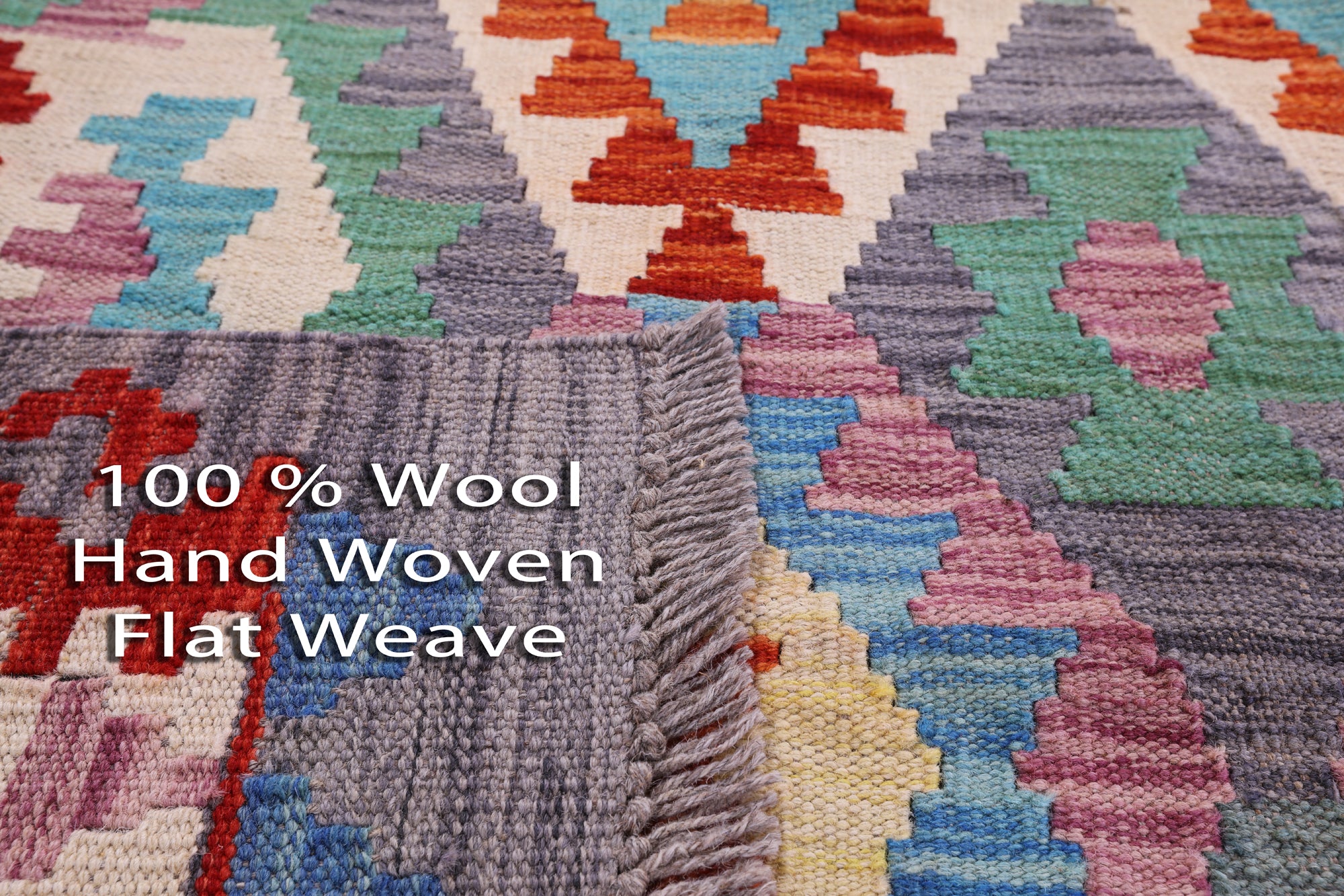 Reversible Kilim Flat Weave Wool On Wool Rug - 5' 1" X 6' 2" - Golden Nile