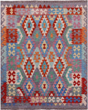 Reversible Kilim Flat Weave Wool On Wool Rug - 5' 1" X 6' 2" - Golden Nile