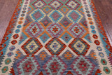 Reversible Kilim Flat Weave Wool On Wool Rug - 4' 11" X 6' 7" - Golden Nile