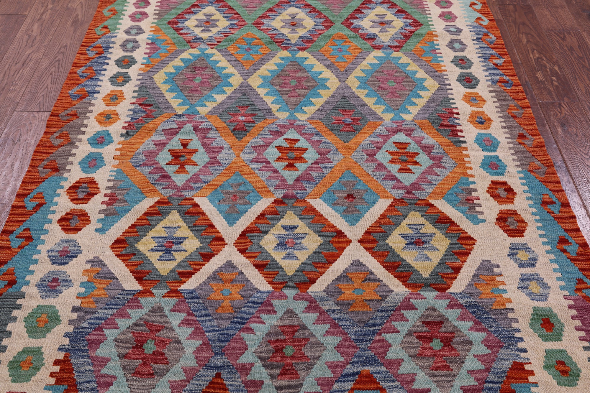 Reversible Kilim Flat Weave Wool On Wool Rug - 4' 11" X 6' 7" - Golden Nile
