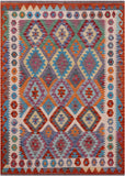 Reversible Kilim Flat Weave Wool On Wool Rug - 4' 11" X 6' 7" - Golden Nile