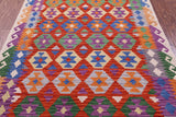 Reversible Kilim Flat Weave Wool On Wool Rug - 4' 10" X 6' 6" - Golden Nile