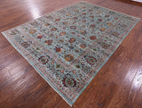 Blue Peshawar Hand Knotted Wool Rug - 8' 0" X 11' 1" - Golden Nile