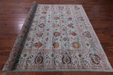 Blue Peshawar Hand Knotted Wool Rug - 8' 0" X 11' 1" - Golden Nile