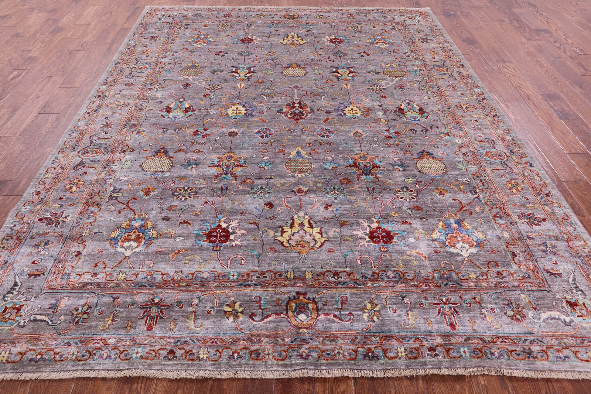 Grey Peshawar Hand Knotted Wool Rug - 8' 3" X 10' 0" - Golden Nile